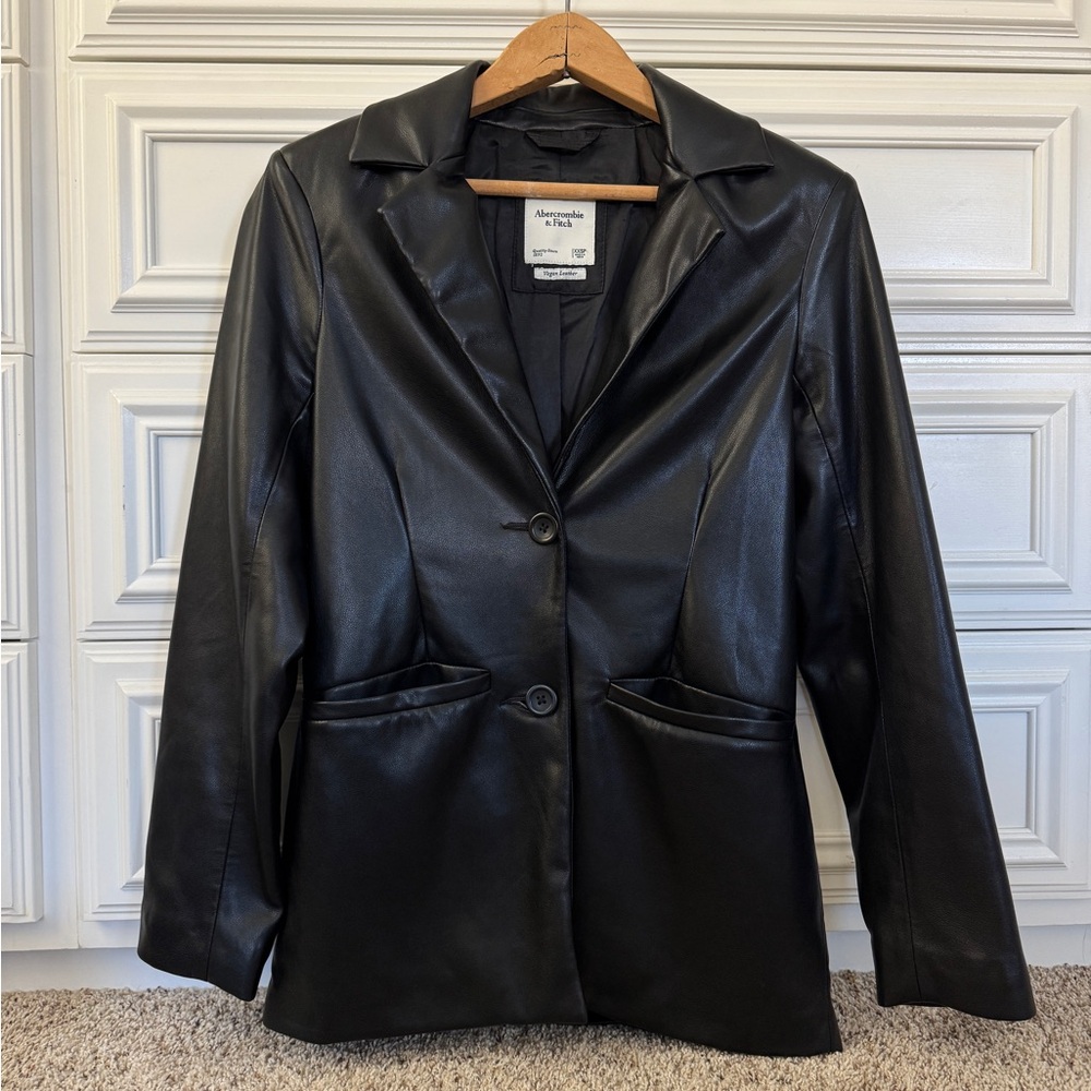 Abercrombie & Fitch Black Faux Leather Blazer